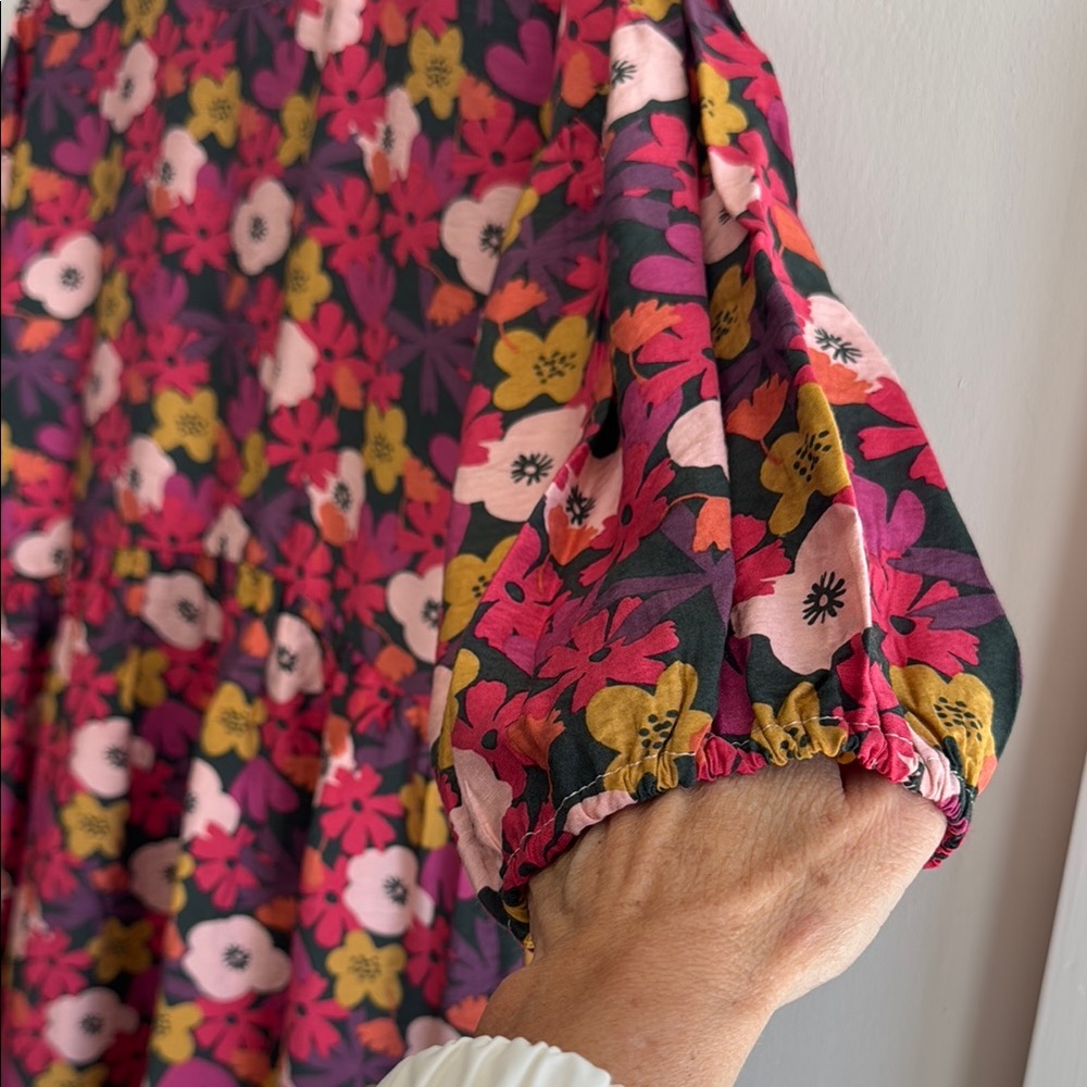 Michelle McDowell Floral Puff Sleeve Dress Women’s Small Pink Red Boho - Picture 4 of 4